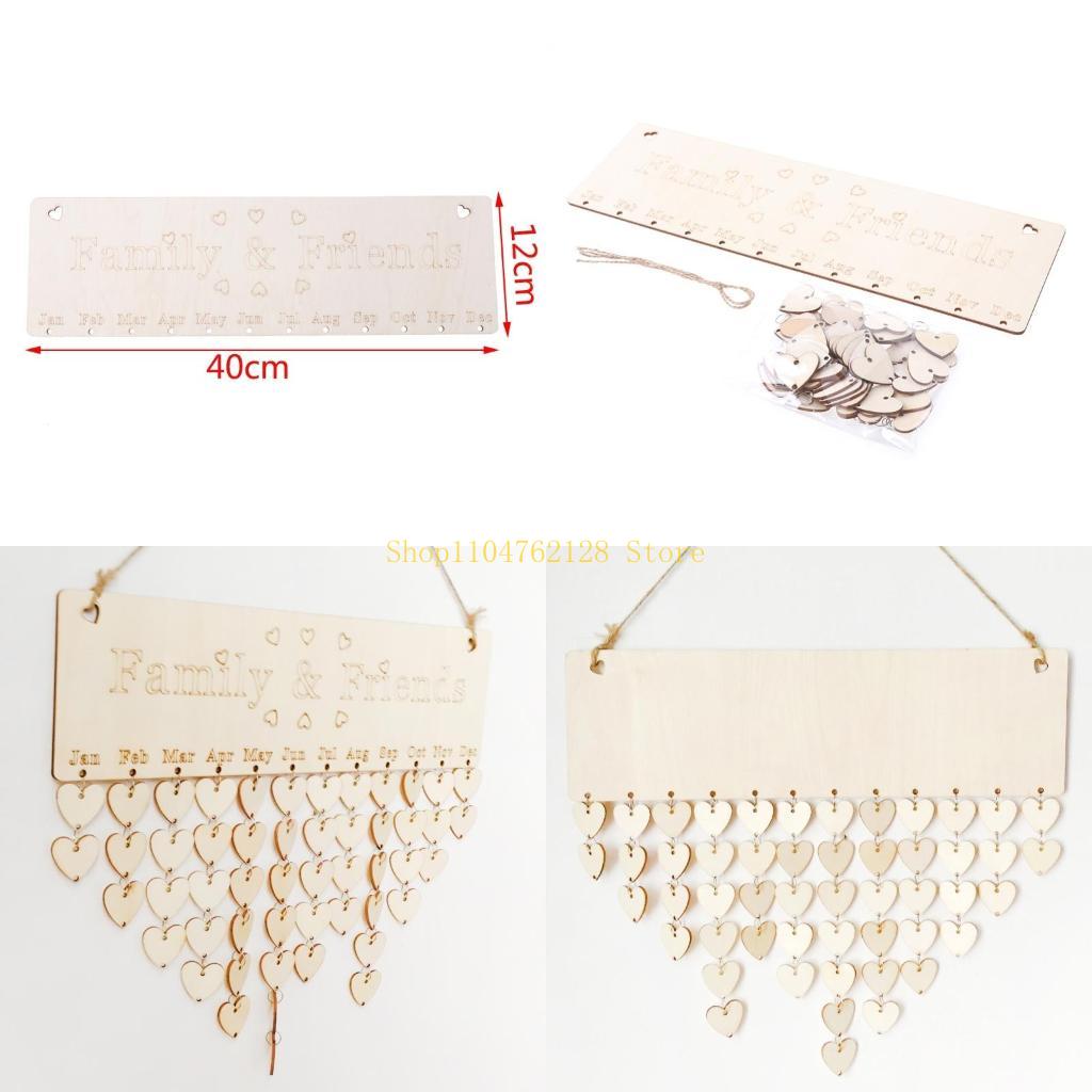 Smart Home Decor - ปฏิทินไม้วันเกิดเครื่องเตือนความจำกระดาน DIY บ้านผนังแขวนการตกแต่งที่ดีที่สุดขาย