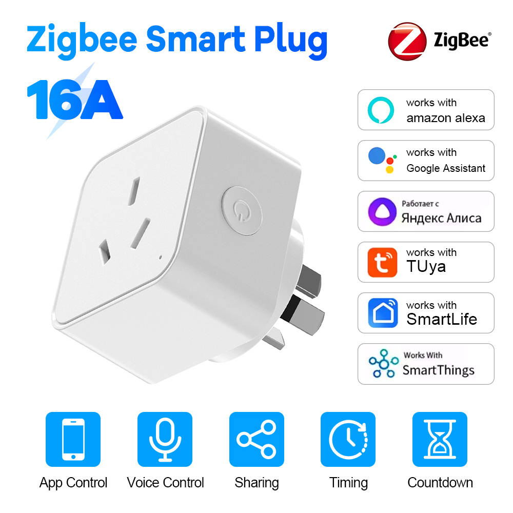 Smart Home Energy Monitor - Zigbee AU Smart Plug 16A ซ็อกเก็ตไฟฟ้าควบคุมเสียงปลั๊ก