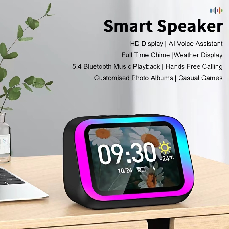 Smart Home Monitor - ลำโพงบลูทูธพร้อมผู้ช่วยเสียง AI ไฟ RGB นาฬิกาปลุก หน้าจอ