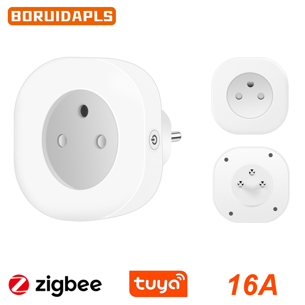 Smart Home Energy Monitor - BORUIDAPLS ทูยา ซิกบีสมาร์ทซ็อกเก็ต EU/FR/อิสราเอล/บราซิล/สวิตเซอร์แลนด์ 16A พร้อมการตรวจสอบพลังงาน