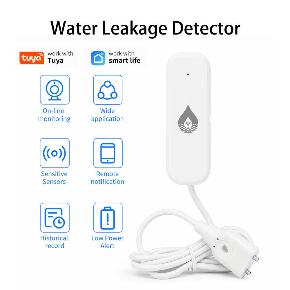 Wifi Water Sensor - YFK WiFi/Zigbee เซ็นเซอร์แจ้งเตือนการรั่วไหลของน้ำทูย่าอุปกรณ์อัจฉริยะ การตรวจสอบระดับน้ำ การแจ้งเตือนพลังงานต่ำ ระบบรักษาความปลอดภัยบ้านอัจฉริยะ