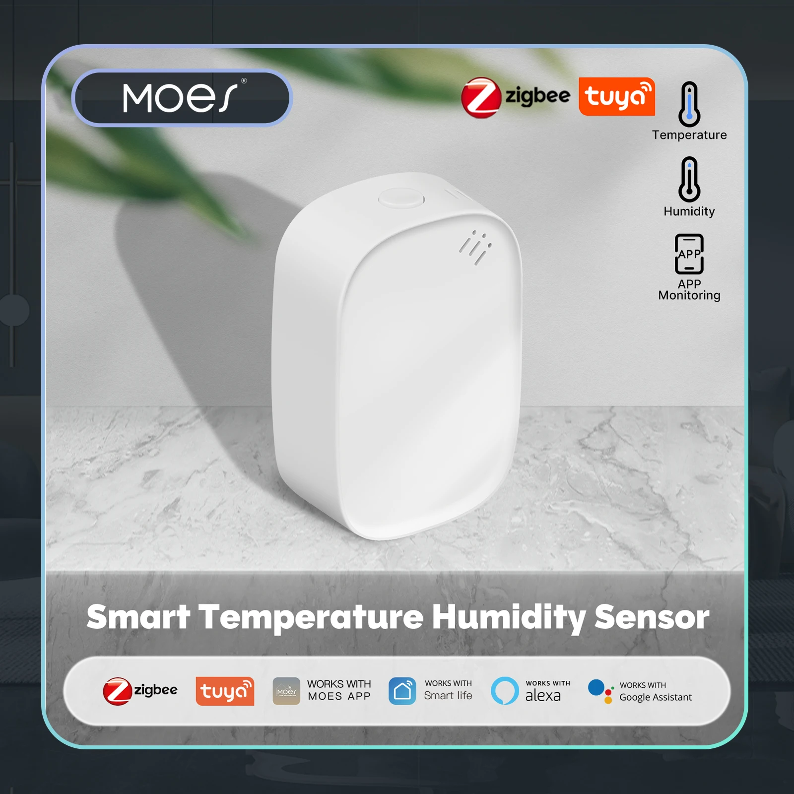 Smart Home Energy Monitor - MOES Tuya Zigbee สมาร์ทอุณหภูมิความชื้นเซนเซอร์ในร่มเครื่องวัดความชื้น APP การตรวจสอบทํางานร่วมกับ