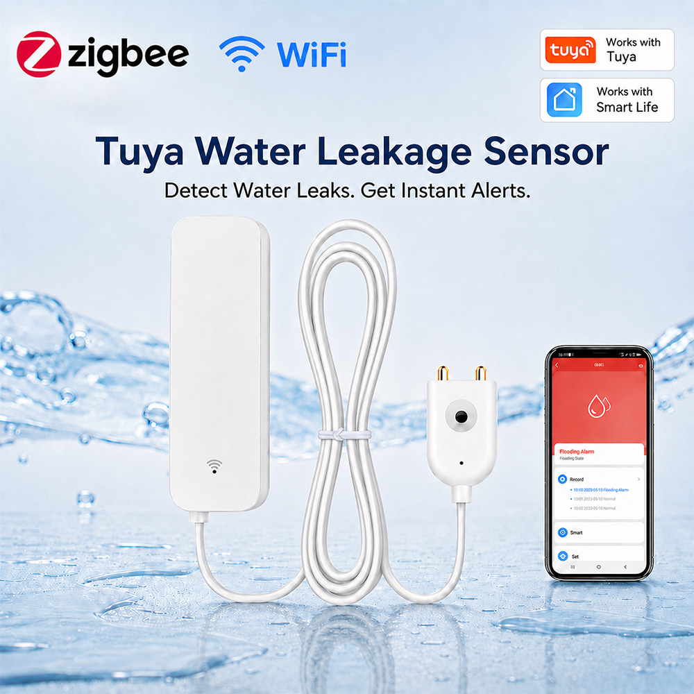 Wifi Water Sensor - เซ็นเซอร์ตรวจจับน้ำรั่วซึม ZigBee WiFi พร้อมระบบแจ้งเตือนน้ำท่วม ควบคุมผ่านแอป Tuya