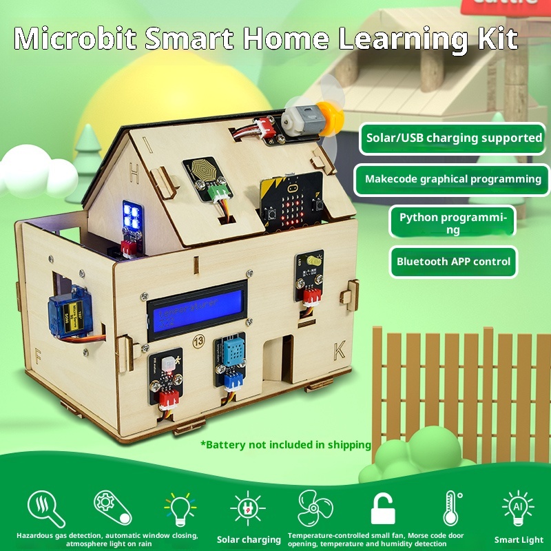 Smart Home Micro Bit - ชุดเรียนรู้บ้านอัจฉริยะไมโครบิต ไอโอที พร้อมโปรแกรมไพธอนแบบกราฟิก สำหรับการศึกษาด้านสตีมเมคเกอร์
