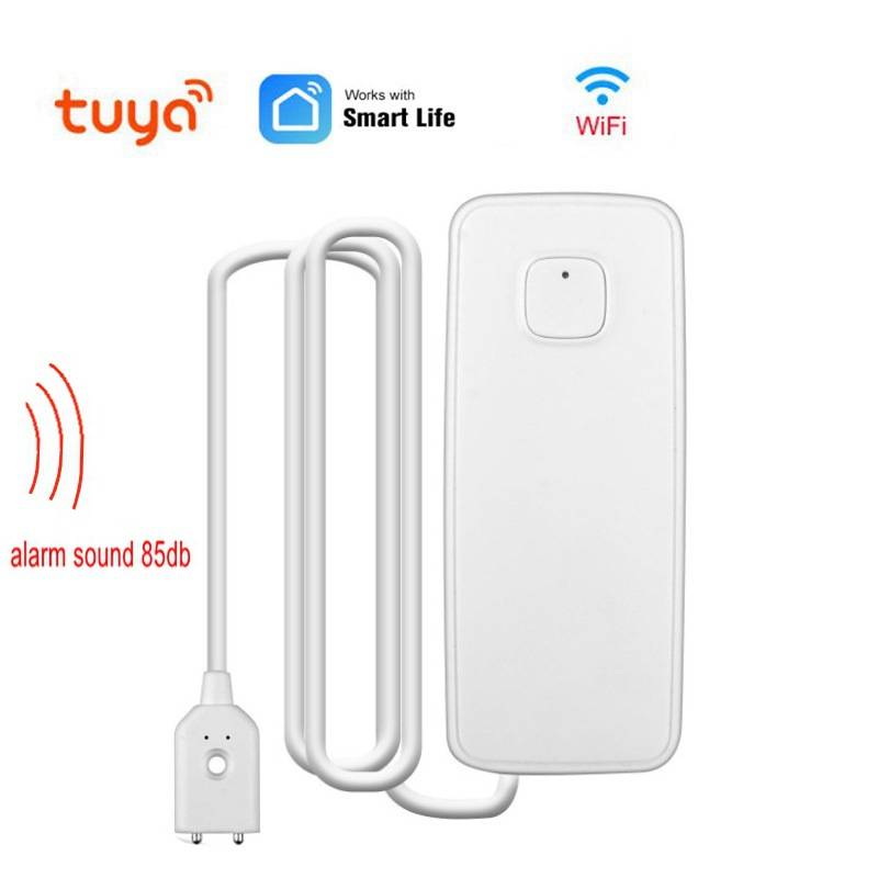 Wifi Water Sensor - Tuya เซ็นเซอร์น้ำรั่ว, มีไวไฟอัจฉริยะมีเซ็นเซอร์ตรวจจับระดับน้ำล้นมีสัญญาณเตือนความปลอดภัยเสียงน้ำท่วมเซ็นเซอร์ตรวจจับระยะไกล