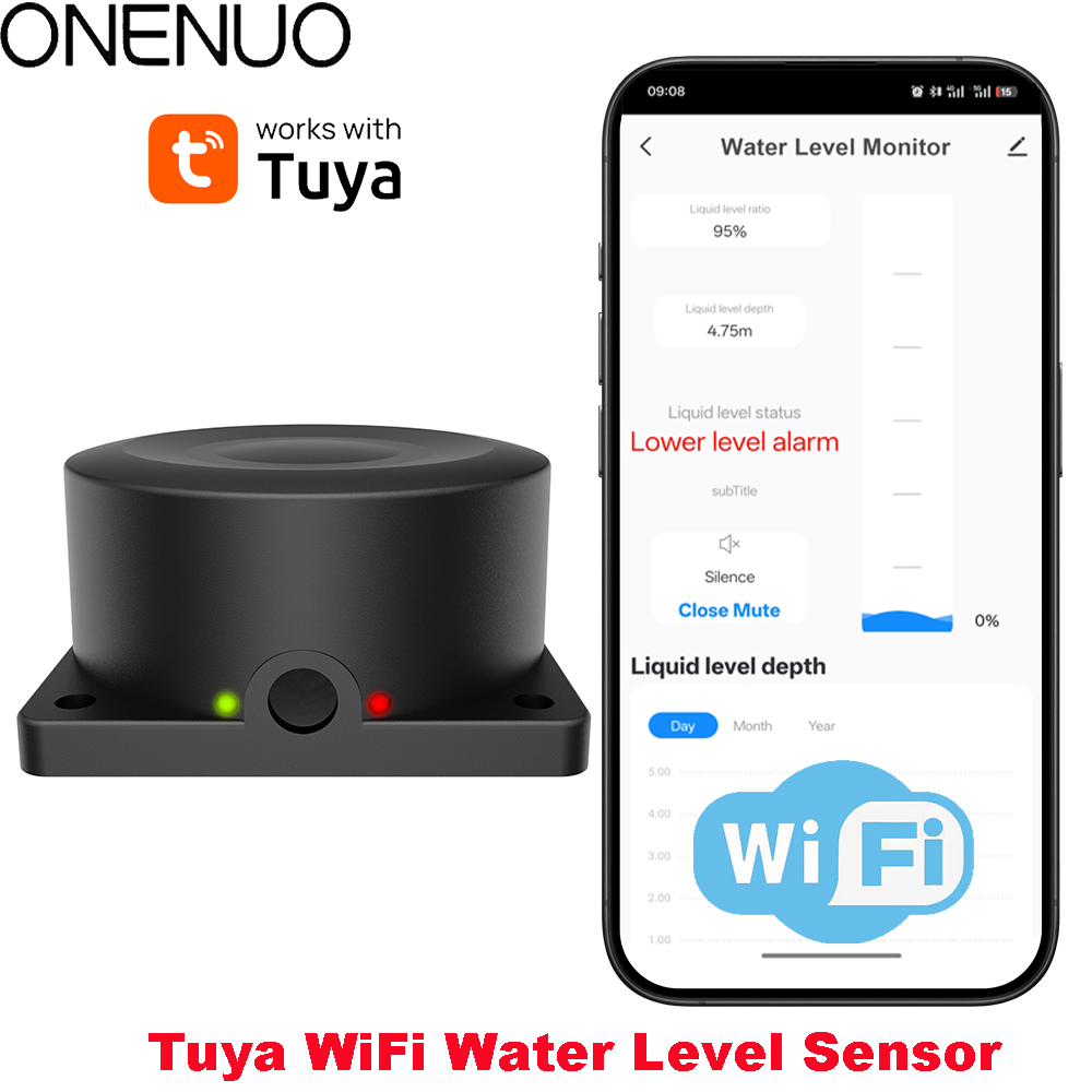 Wifi Water Sensor - ONENUO Liquid Level Sensor เครื่องตรวจจับน้ําน้ํามันไร้สายถังระดับ Monitor