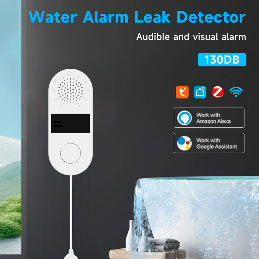 Wifi Water Sensor - Tuya เครื่องตรวจรอยรั่วน้ำ Wi-Fi พร้อมเสียงและไฟเตือน130dB สมาร์ทโฮมน้ำรั่ว ZigBee