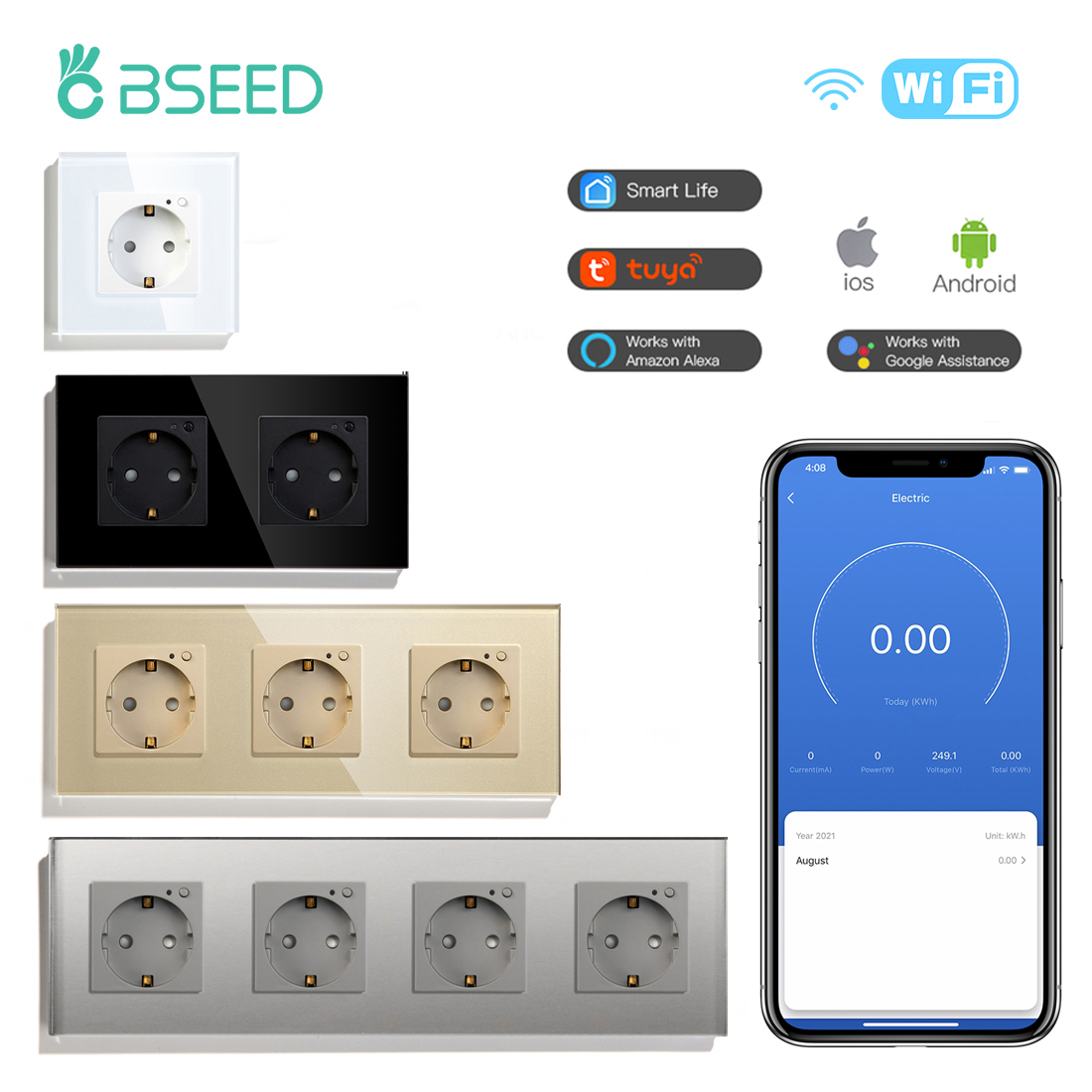 Smart Home Energy Monitor - BSEED EU ไฟฟ้า Wifi สมาร์ทซ็อกเก็ตปลั๊กผนัง Power