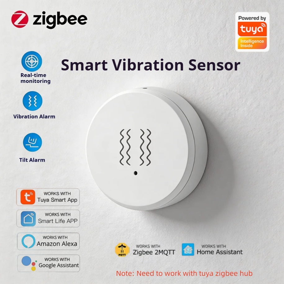 Smart Home Notifications - ทูยา ซิกบีเซ็นเซอร์ตรวจจับการสั่นสะเทือนอัจฉริยะ แจ้งเตือนการเคลื่อนไหวแบบเรียลไทม์ การแจ้งเตือนผ่านแอพ การตรวจจับความปลอดภัยภายในบ้านด้วยสมาร์ทไลฟ์