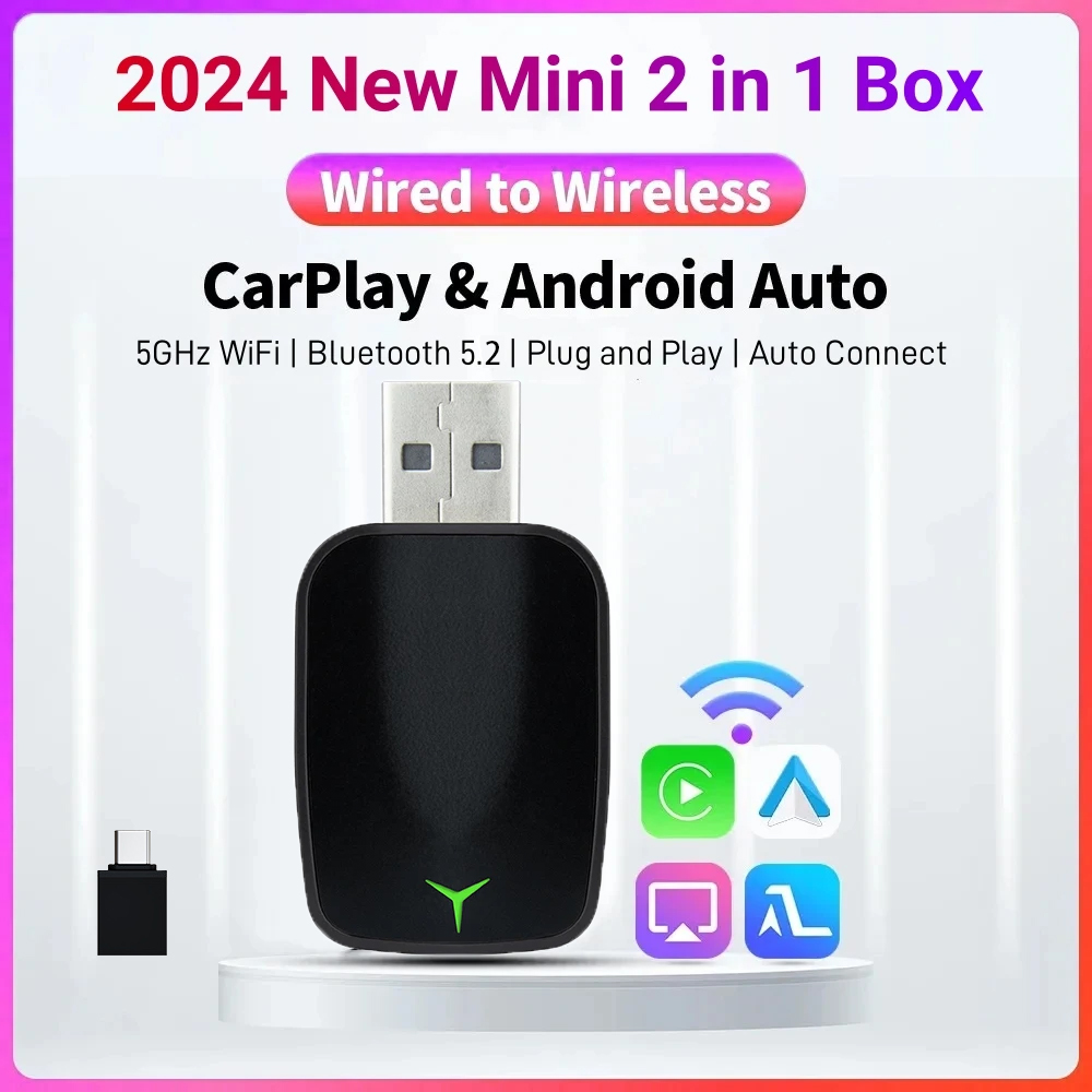 Smart Home Project - ใหม่แบบมีสายไร้สายCarplay Android 2 In 1 อะแดปเตอร์อัตโนมัติรถGadgetสมาร์ทกล่องPlug
