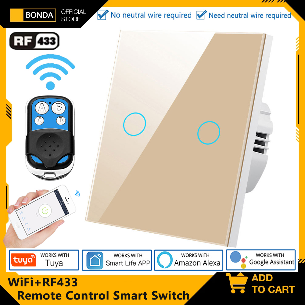Tuya Wifi Socket - Tuya EU WiFi + RF433 สมาร์ทรีโมทคอนโทรลสวิทช์ไม่จําเป็นต้องใช้สายไฟ
