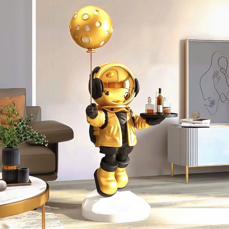 Smart Home Decor - ของตกแต่งพื้นรูปนักบินอวกาศขนาดใหญ่ที่มีความคิดสร้างสรรค์, ของตกแต่งบ้านอัจฉริยะ, พร้อมฟังก์ชันลำโพงบลูทูธ