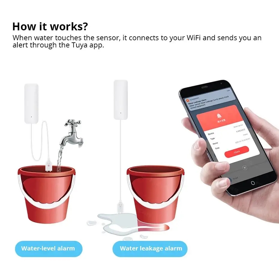Tuya เซ็นเซอร์น้ำรั่ว, มีไวไฟอ - Wifi Water Sensor บทวิจารณ์และราคา