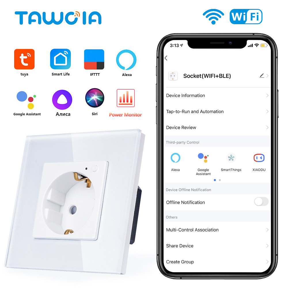 TAWOIA Wifi Wall Socket EU กรอ - Smart Home Energy Monitor บทวิจารณ์และราคา