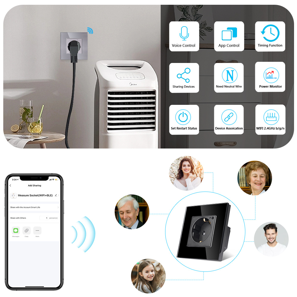 TAWOIA Wifi Wall Socket EU กรอ - Smart Home Energy Monitor บทวิจารณ์และราคา