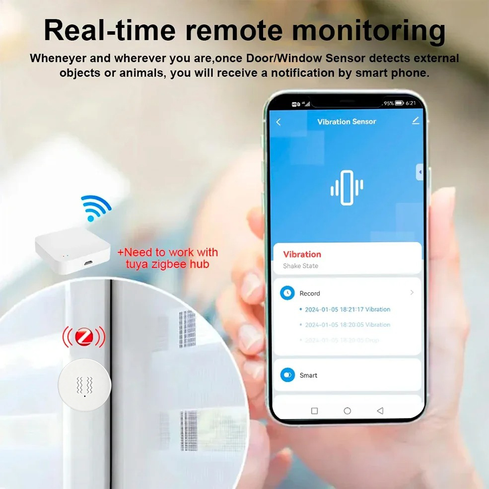 ทูยา ซิกบีเซ็นเซอร์ตรวจจับการส - Smart Home Notifications บทวิจารณ์และราคา