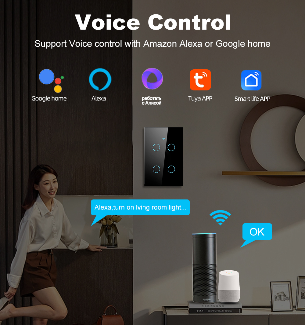 สวิตช์ไฟติดผนังแบบสัมผัส Smart - Tuya Wifi Socket บทวิจารณ์และราคา